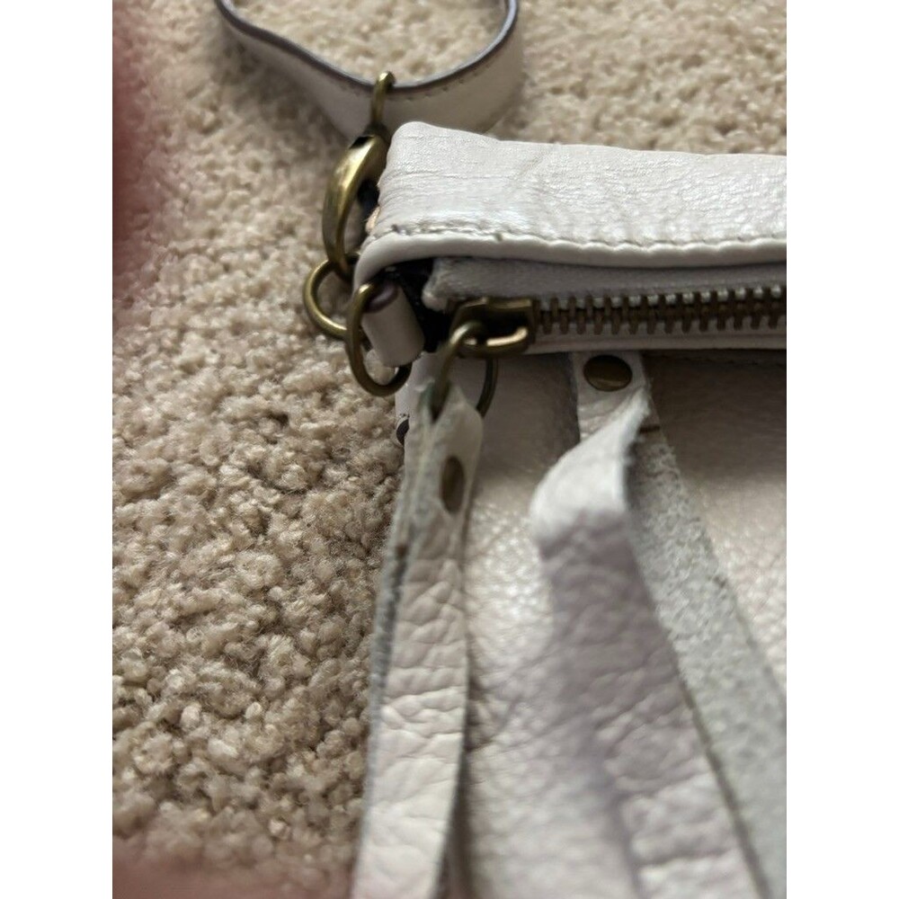 Lucky Brand Real Leather  Foldover Option Shoulder Crossbody Bag White Y2k - Picture 11 of 12